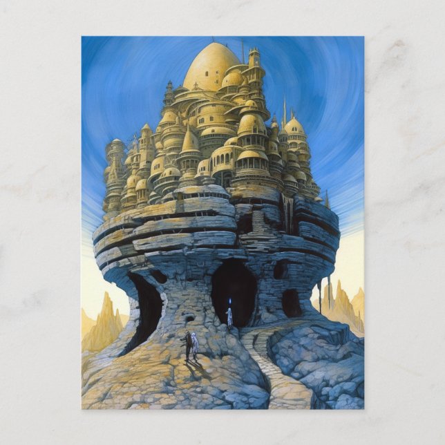 Futuristic Alien City Sci-Fi Art Postcard (Front)