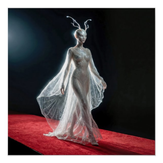 Futuristic Alien Model In Cobweb Gown Poster (Front)