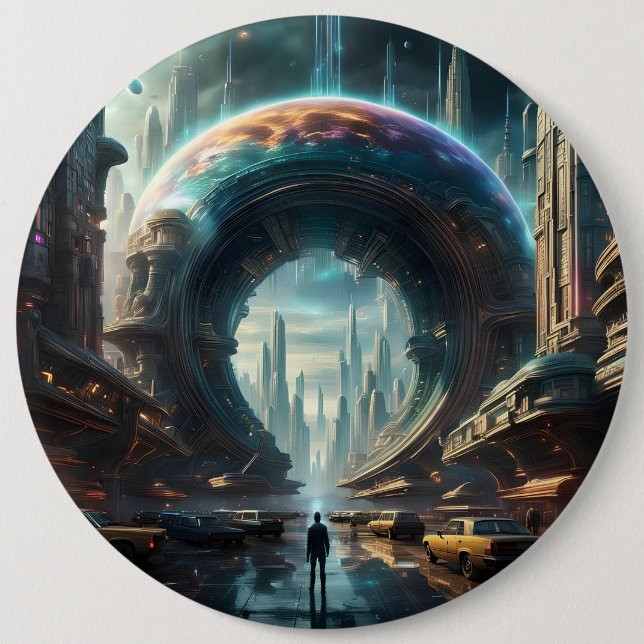 Futuristic Alien Planet Portal with Magic Gate 6 Cm Round Badge (Front)