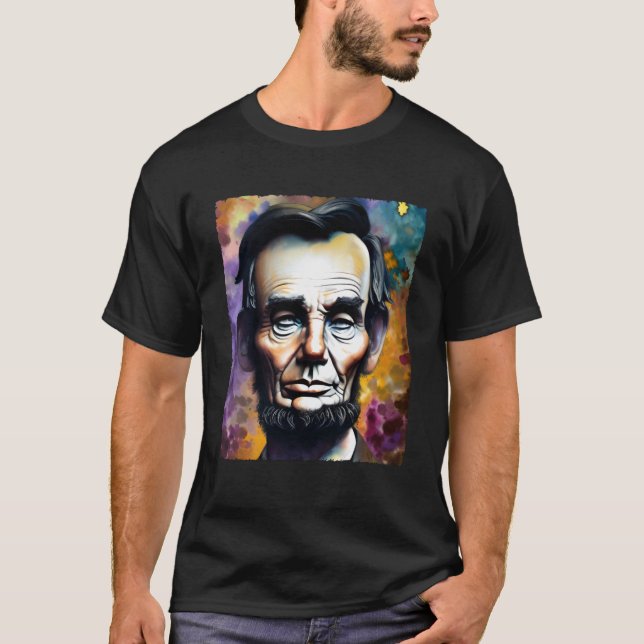 Futuristic American Art Abraham Lincoln 4th of Jul T-Shirt (Front)