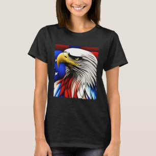 Futuristic American Bald Eagle USA Flag 4th of Jul T-Shirt