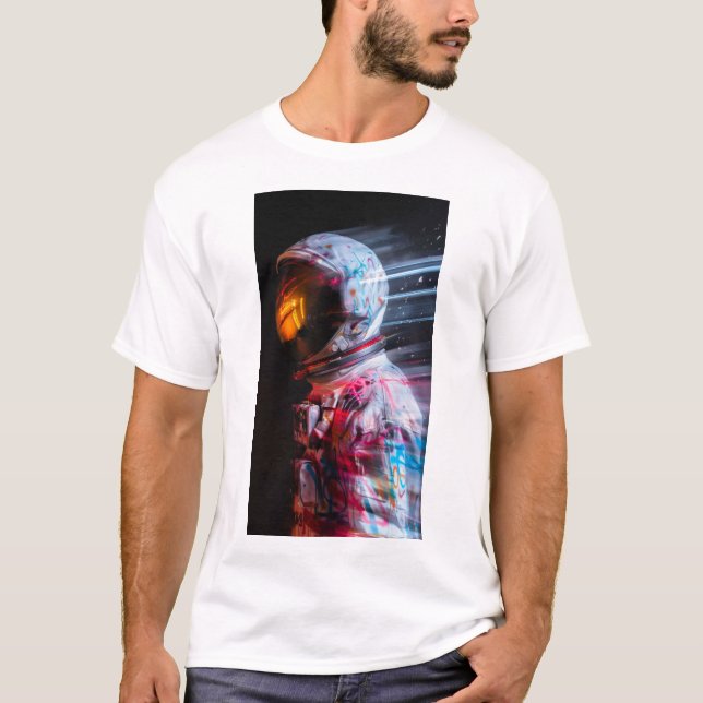 Futuristic Astronaut on Mars Motion Blur T-Shirt (Front)
