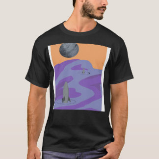 Futuristic Atomic Punk Spaceship Lunar Landscape S T-Shirt
