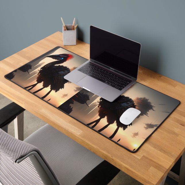 Futuristic Australian Emu Robot, Computer Desk Mat (Office 2)