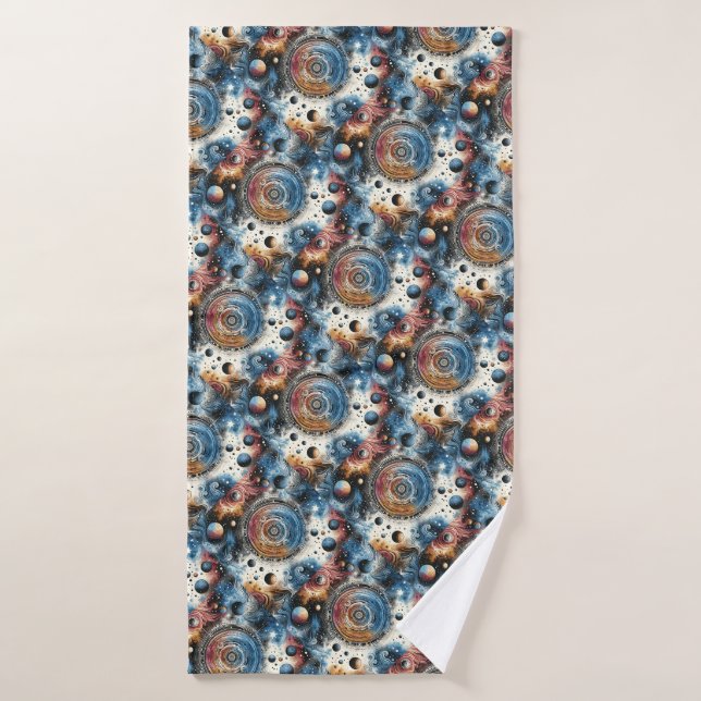 Futuristic Batik Cosmic Art – Space Design Bath Towel (Bath Towel)