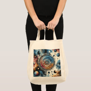 Futuristic Batik Cosmic Art – Space Design Tote Bag