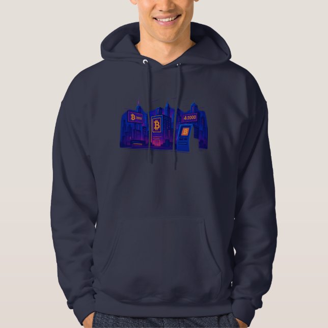 Futuristic Bitcoin City Crypto Hoodie (Front)