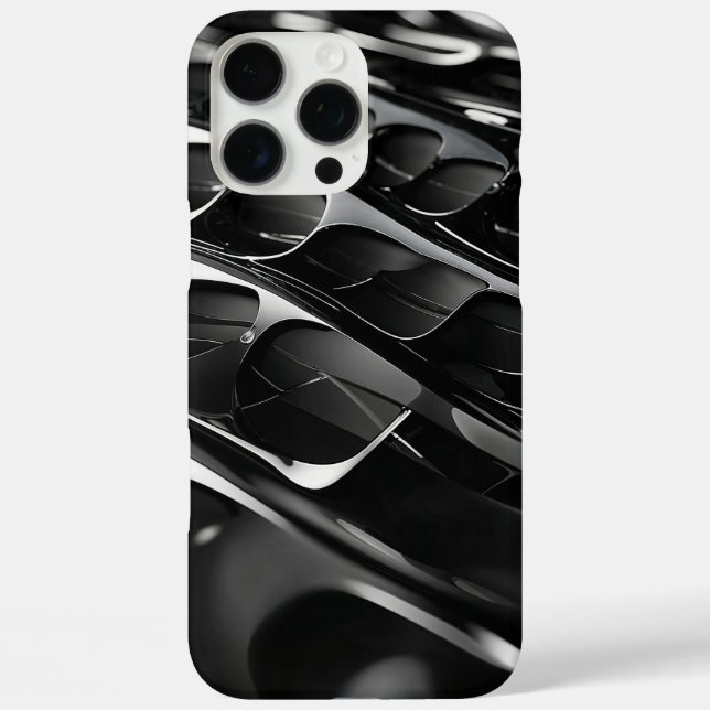 Futuristic Black Gloss Abstract 3D Design Case-Mate iPhone Case (Back)