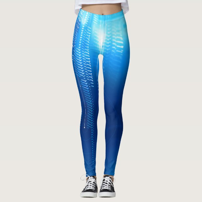 Futuristic blue design on leggings (Front)