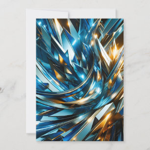 Futuristic Blue Gold Abstract Metallic Geometric Announcement