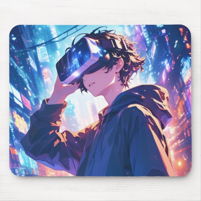 Futuristic Boy With VR - Anime Mouse Pad (Front)