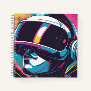 Futuristic character portrait wearing VR headset Notebook