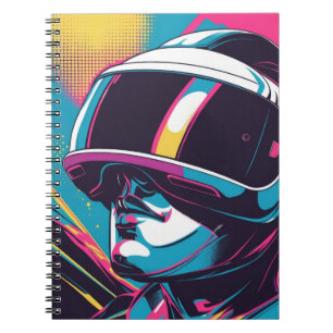 Futuristic character portrait wearing VR headset Notebook