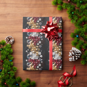 Futuristic Christmas Mosaic Column 3D Wrapping Paper