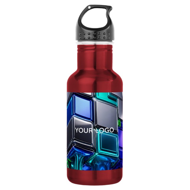 Futuristic Chrome Puzzle Cube  532 Ml Water Bottle (Front)