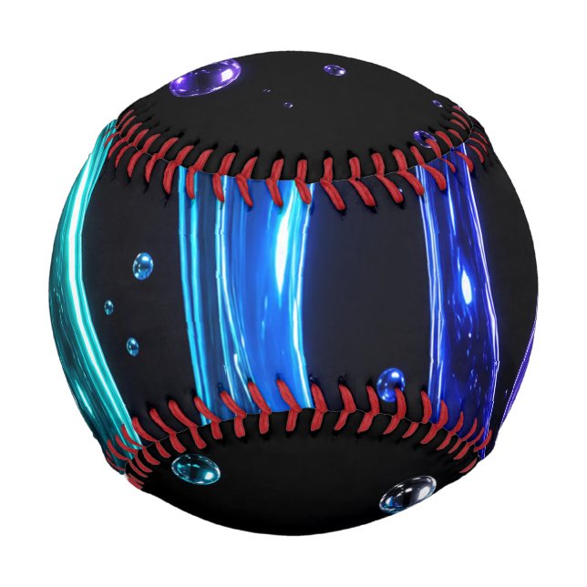 Futuristic Chrome Puzzle Cube Baseball (Front)