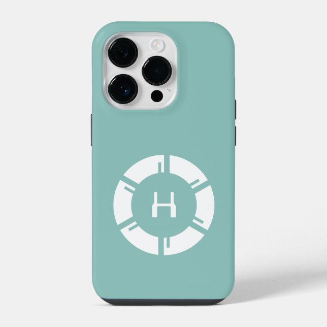 Futuristic Circle With Sci-Fi Monogram Mint Green iPhone Case (Back)