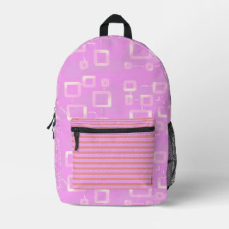 Futuristic Circuit Boxes on Pink Geometric Printed Backpack