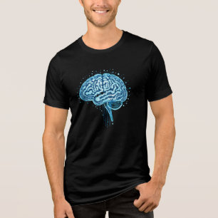 "Futuristic Circuit Brain – Minimalist Tech & AI T Tri-Blend Shirt
