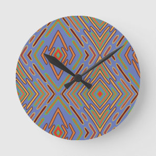 Futuristic Circuitry Abstract Blue Pattern Round Clock
