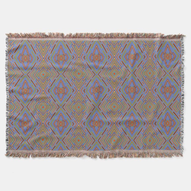 Futuristic Circuitry Abstract Blue Pattern  Throw Blanket (Front)