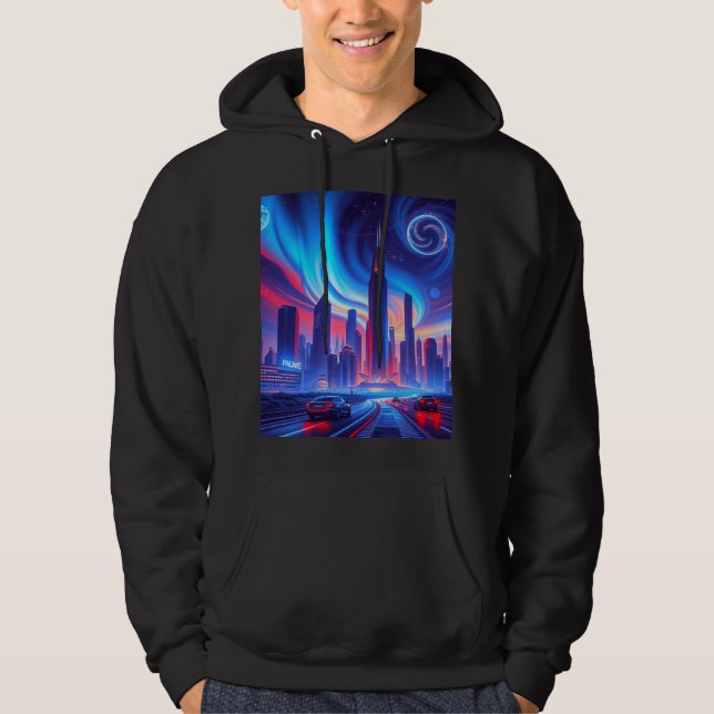 Futuristic City Men's Hoodie (Front)