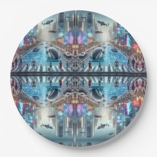 Futuristic City Paper Plate