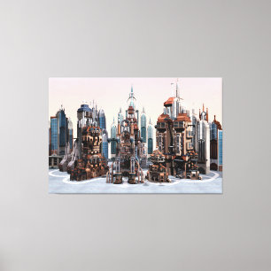 Futuristic City Sci-Fi Canvas Print