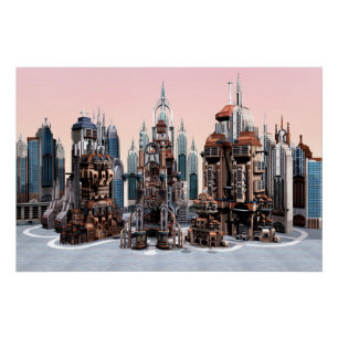 Futuristic City Sci-Fi Poster
