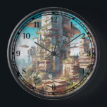 Futuristic City Science Fiction Art Clock<br><div class="desc">Fantasy art products by The Lunarium.</div>