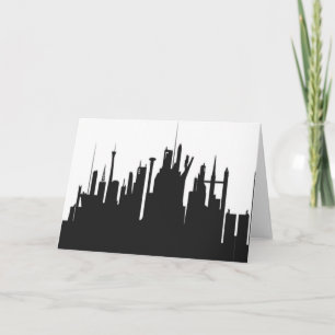 Futuristic City Skyline Holiday Card