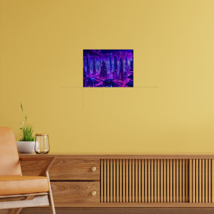 Futuristic Cityscape at Night Poster