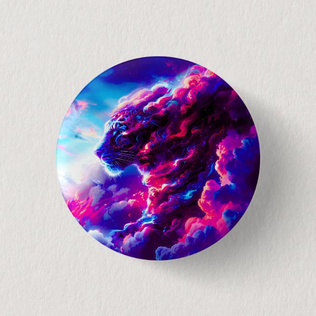 Futuristic Cosmic Neon Leopard  3 Cm Round Badge (Front)