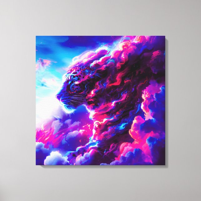 Futuristic Cosmic Neon Leopard  Canvas Print (Front)