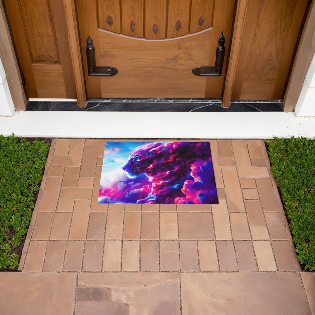 Futuristic Cosmic Neon Leopard  Doormat (Outdoor)