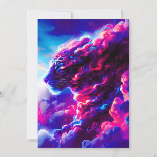 Futuristic Cosmic Neon Leopard  Holiday Card