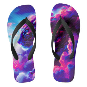 Futuristic Cosmic Neon Leopard  Jandals