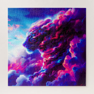 Futuristic Cosmic Neon Leopard Jigsaw Puzzle