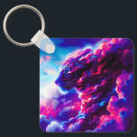 Futuristic Cosmic Neon Leopard  Key Ring<br><div class="desc">A powerful cosmic leopard emerging from vibrant clouds of neon pink,  electric blue,  and deep violet.</div>