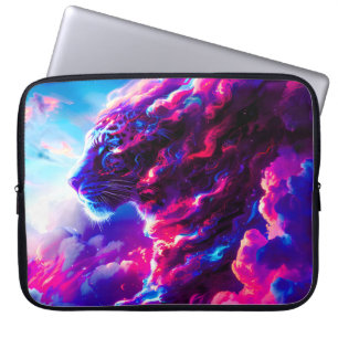 Futuristic Cosmic Neon Leopard  Laptop Sleeve