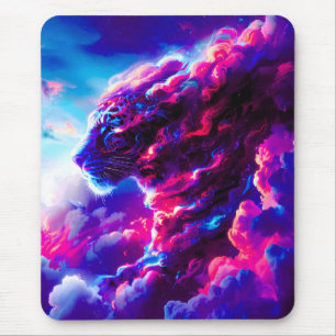 Futuristic Cosmic Neon Leopard  Mouse Pad