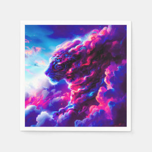 Futuristic Cosmic Neon Leopard  Napkin