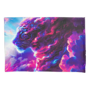 Futuristic Cosmic Neon Leopard  Pillowcase