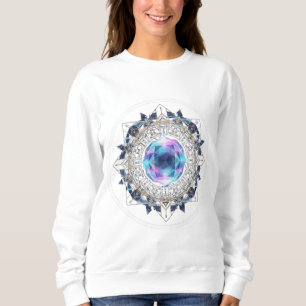 Futuristic Crystal Mandala – Geometric Tech Art Sweatshirt