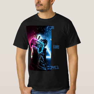 Futuristic Cyber-Gamer Neon Blue & Pink T-Shirt