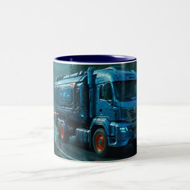 Futuristic Cyber Truck from 2077 Two-Tone Coffee Mug (Center)