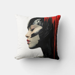 Futuristic Cyber Woman - Sci-Fi Art Throw Pillow