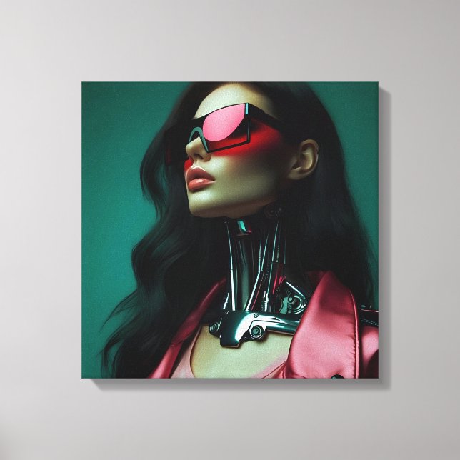  futuristic cybernetic woman canvas print (Front)