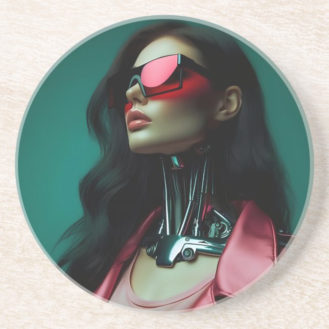  futuristic cybernetic woman coaster (Front)