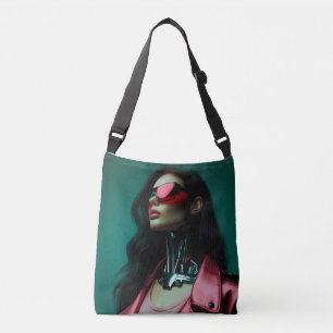 futuristic cybernetic woman crossbody bag
